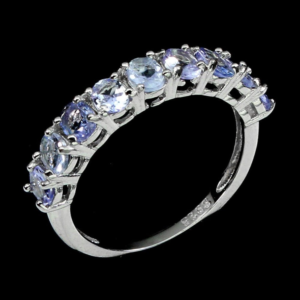 Blue Genuine Gemstone Tanzanite .925 Sterling Silver Ring